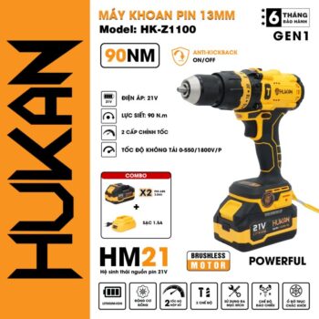 Máy khoan pin 13mm HK-Z1100 (ĐẦU AUTOLOOOK – KHÓA TRỤC, KICKBACK CONTROL)