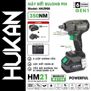 Máy Siết Bulong Pin ( Đầu 2 Trong 1 ) HK-Z900 Kèm 10 Đầu Khẩu + 1 Đầu Chuyển Vít